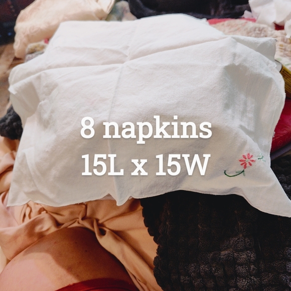 Vintage white linen embroidered table cloth